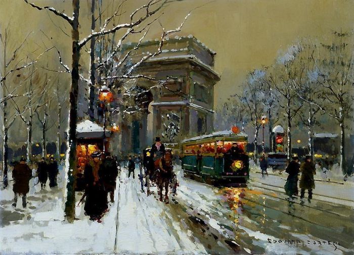 Edouard Cortes Oil Painting - The triumphal arc winter