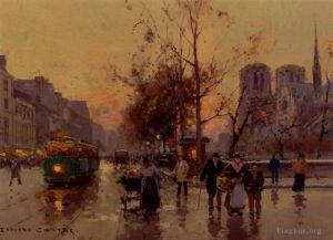 Artist Edouard Cortes's Work - View of notre dame