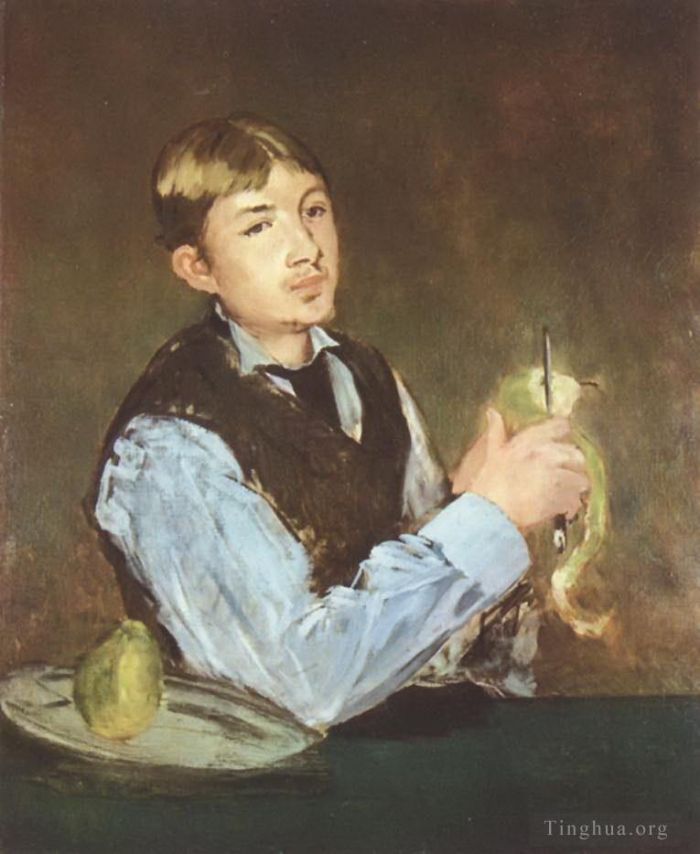 Edouard Manet Oil Painting - A young man peeling a pear