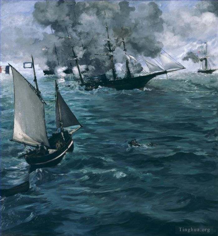 Edouard Manet Oil Painting - Battle of Kearsage and Alabama