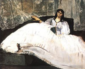 Artist Edouard Manet's Work - Baudelaires Mistress Reclining Study of Jeanne Duval