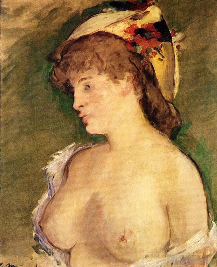 Edouard Manet Oil Painting - The Blonde with Bare Breasts