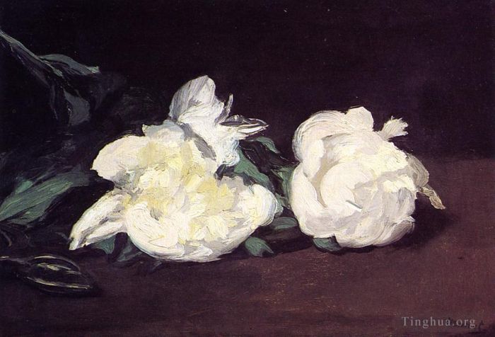Edouard Manet Oil Painting - Branch of White Peonies and Pruning Shears