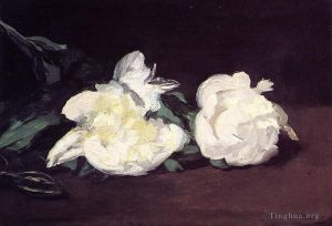 Artist Edouard Manet's Work - Branch of White Peonies and Pruning Shears