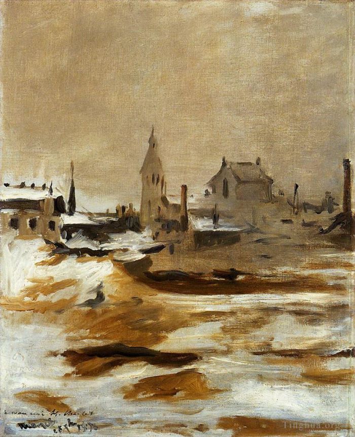 Edouard Manet Oil Painting - Effect of Snow at Petit Montrouge