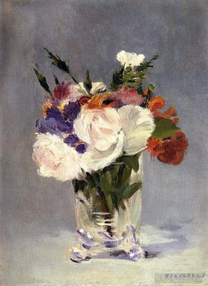 Artist Edouard Manet's Work - Flowers in a Crystal Vase