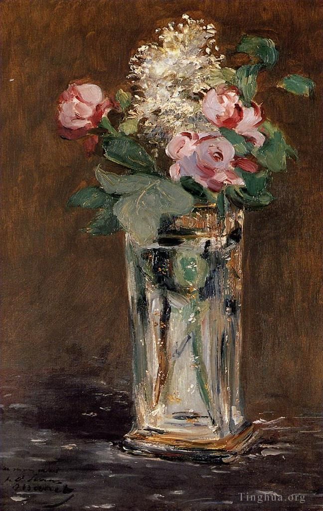 Edouard Manet Oil Painting - Flowers In A Crystal Vase flower Impressionism Edouard Manet