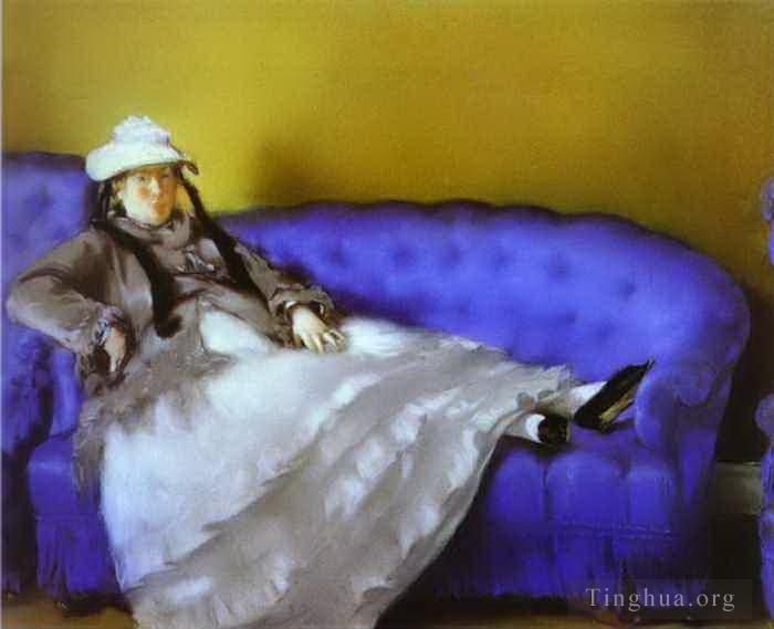 Edouard Manet Oil Painting - Madame Manet on a Blue Sofa