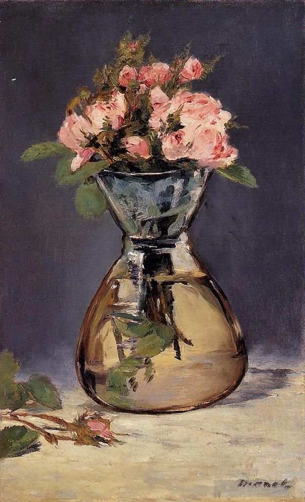 Edouard Manet Oil Painting - Moss Roses in a Vase