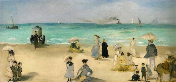 Edouard Manet Oil Painting - On the Beach at Boulogne