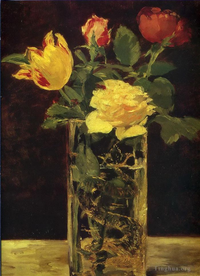 Edouard Manet Oil Painting - Rose and tulip