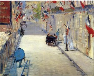Artist Edouard Manet's Work - Rue Mosnier decorated with Flags
