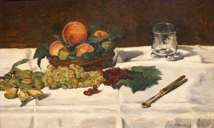 Edouard Manet Oil Painting - Still Life Fruits on a Table