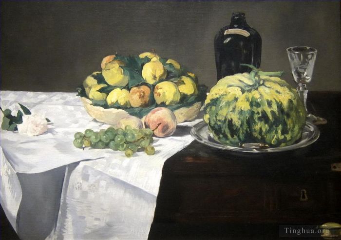 Edouard Manet Oil Painting - Still life with melon and peaches