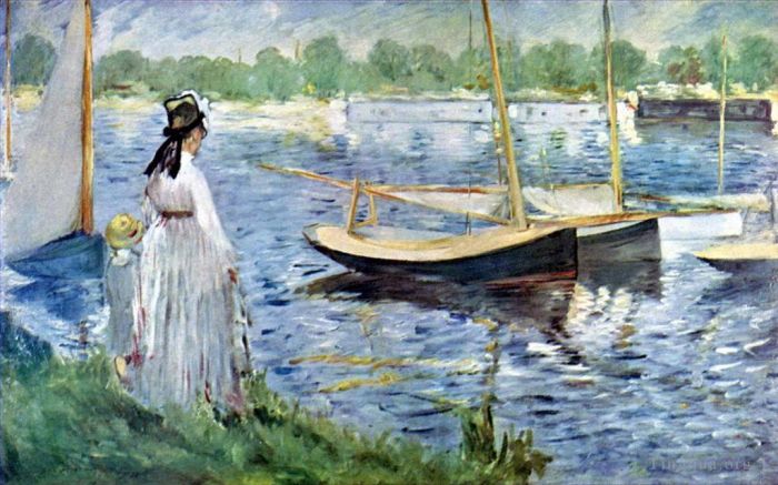 Edouard Manet Oil Painting - The Banks of the Seine at Argenteuil