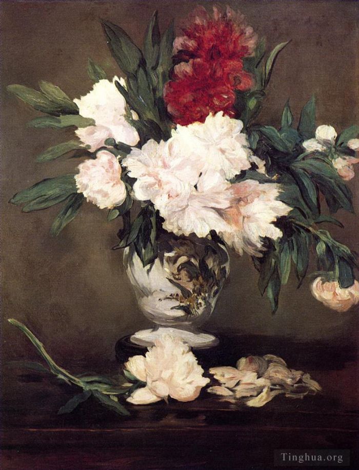 Edouard Manet Oil Painting - Vase of Peonies on a Small Pedestal