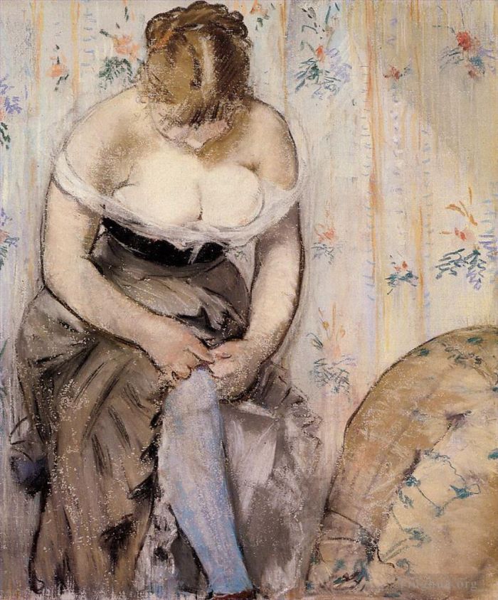 Edouard Manet Oil Painting - Woman fastening her garter