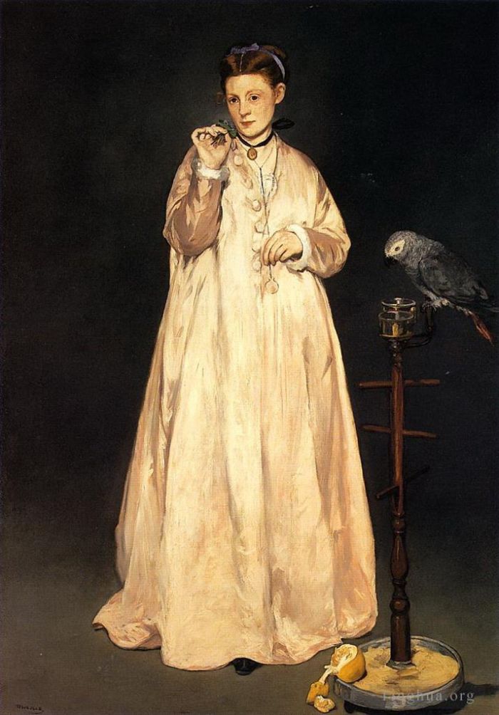Edouard Manet Oil Painting - Woman with a Parrot