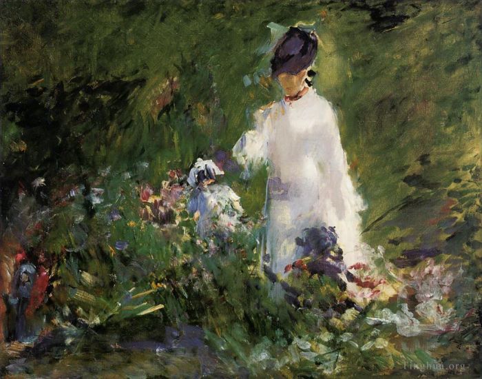 Edouard Manet Oil Painting - Young woman among the flowers