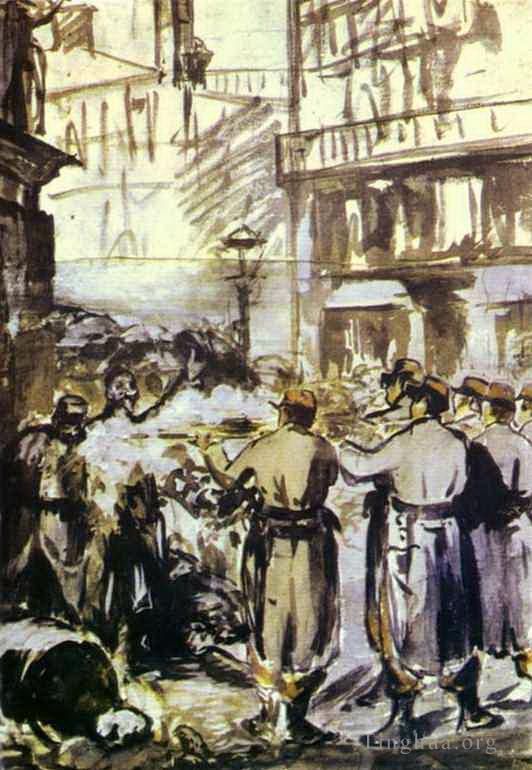 Edouard Manet Various Paintings - The Barricade Civil War