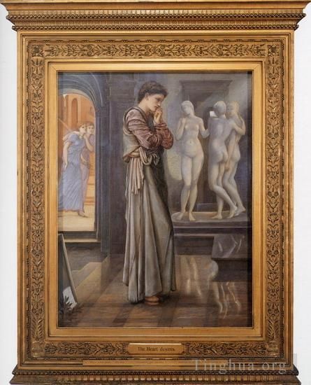 Edward Burne-Jones Oil Painting - Pygmalion and the Image I The Heart Desires