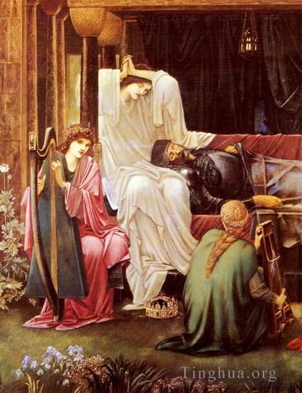 Edward Burne-Jones Oil Painting - The Last Sleep Of Arthur In Avalon