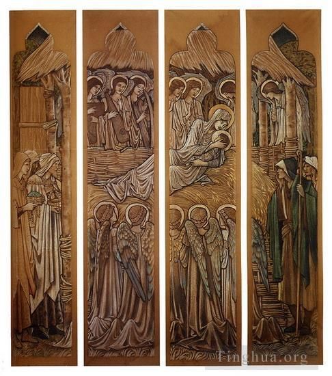 Edward Burne-Jones Various Paintings - The Nativity Cartoons For Stained Glass At St Davids Church Hawarden