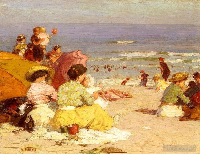 Edward Henry Potthast Oil Painting - Beach Scene 2