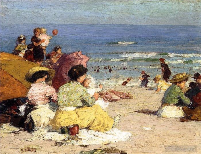 Edward Henry Potthast Oil Painting - Beach Scene