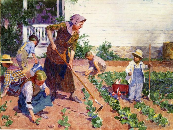 Edward Henry Potthast Oil Painting - In the Garden