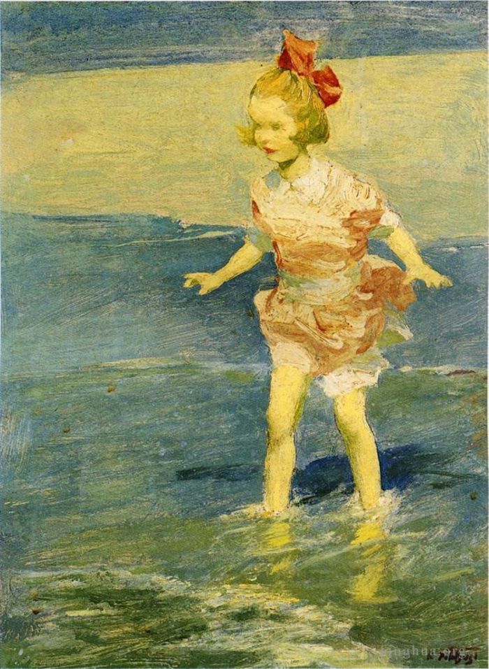 Edward Henry Potthast Oil Painting - In the Surf