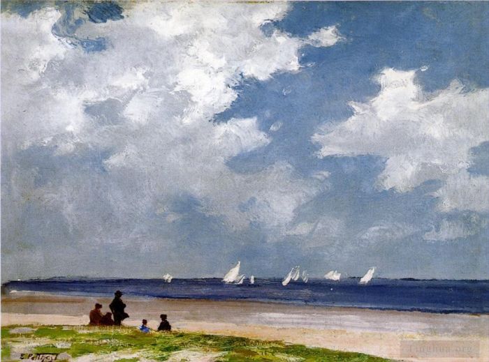 Edward Henry Potthast Oil Painting - Sailboats off Far Rockaway