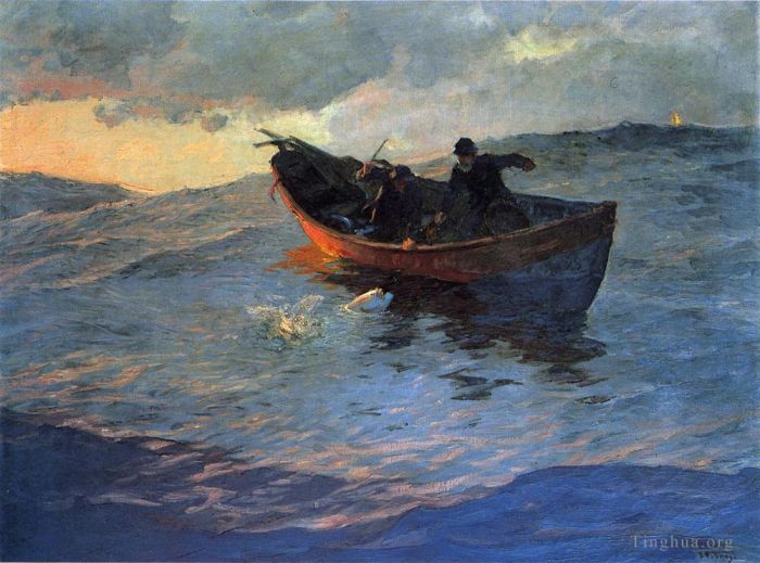 Edward Henry Potthast Oil Painting - Struggle for the Catch