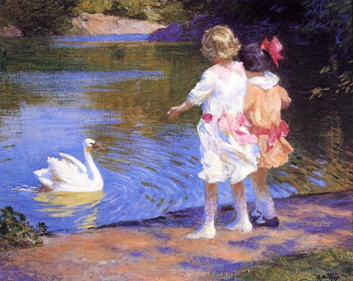 Edward Henry Potthast Oil Painting - The Swan