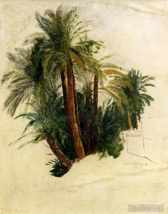 Edward Lear Various Paintings - Study Of Palm Trees