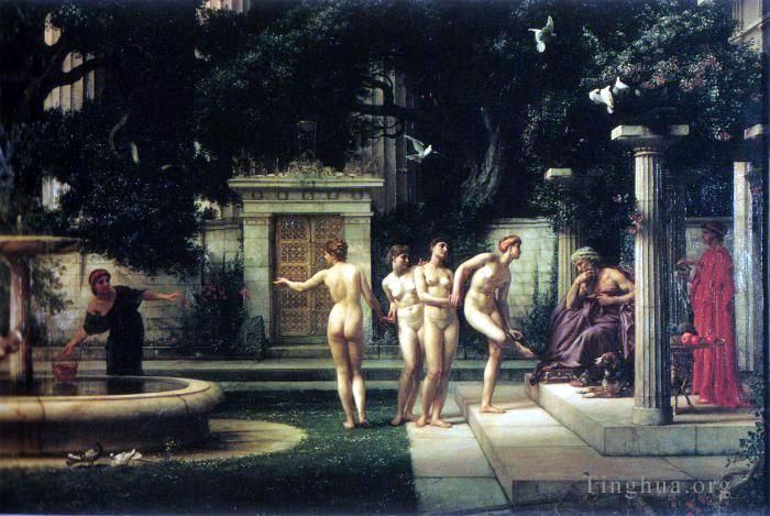 Edward Poynter Oil Painting - A visit to Aesclepius
