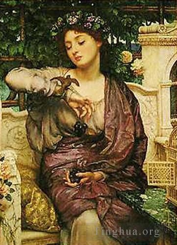 Edward Poynter Oil Painting - Lesbia and her sparrow