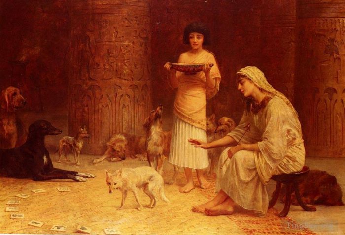 Edwin Long Oil Painting - Preparing For The Festival Of Anubis