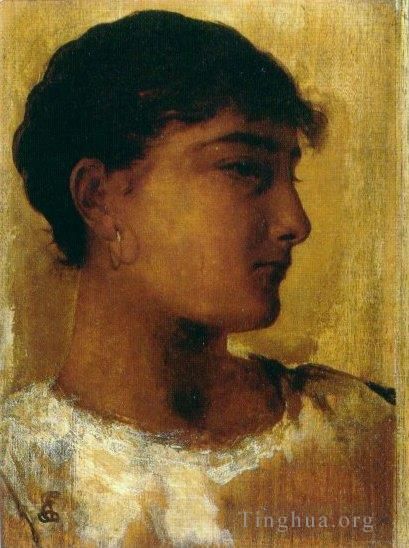 Edwin Long Oil Painting - Study of a young girls head another view