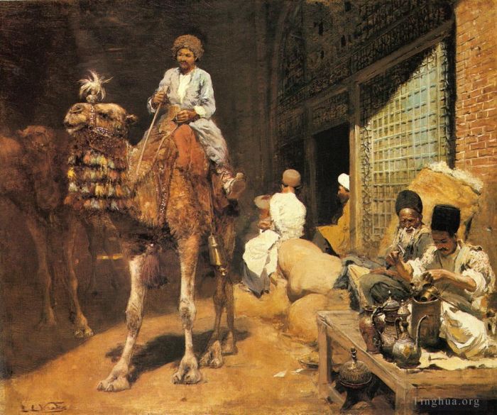 Edwin Lord Weeks Oil Painting - A Marketplace In Ispahan