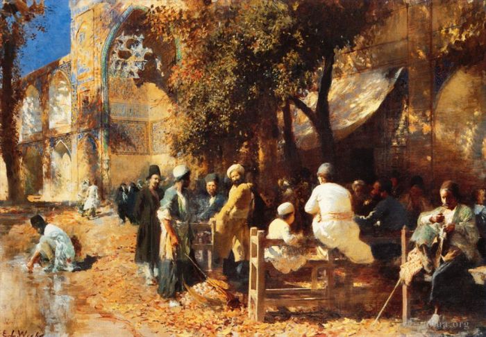 Edwin Lord Weeks Oil Painting - A Persian Cafe