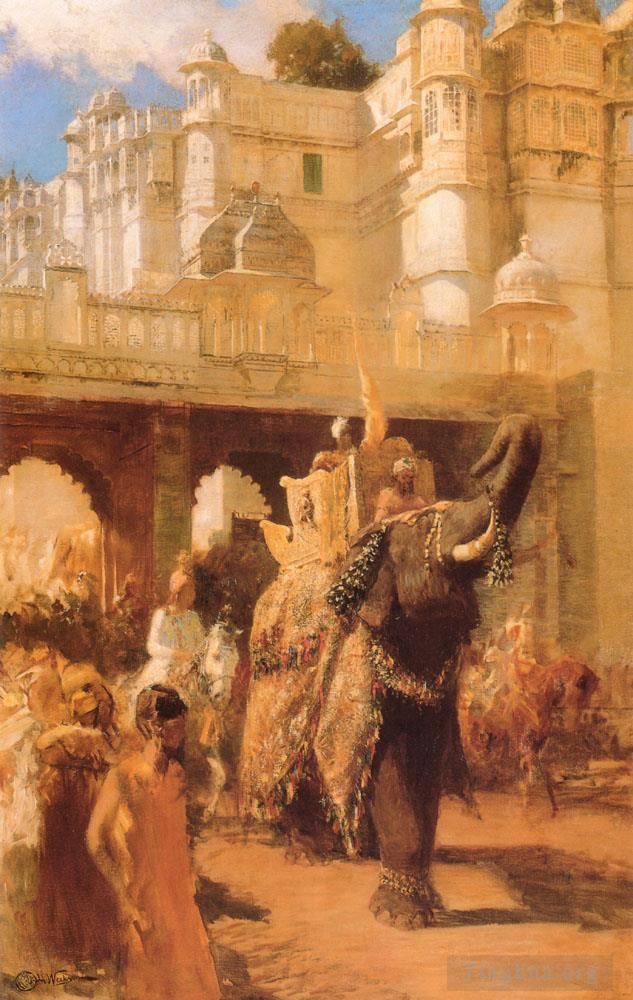Edwin Lord Weeks Oil Painting - A Royal Procession