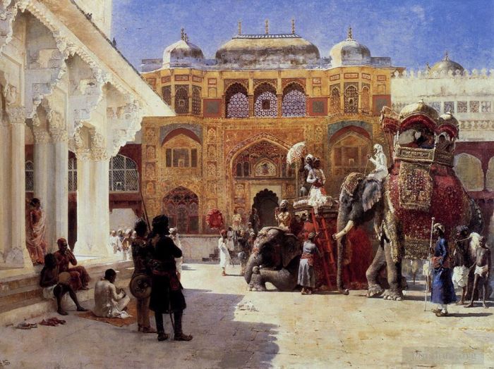 Edwin Lord Weeks Oil Painting - Arrival Of Prince Humbert The Rajah At The Palace Of Amber
