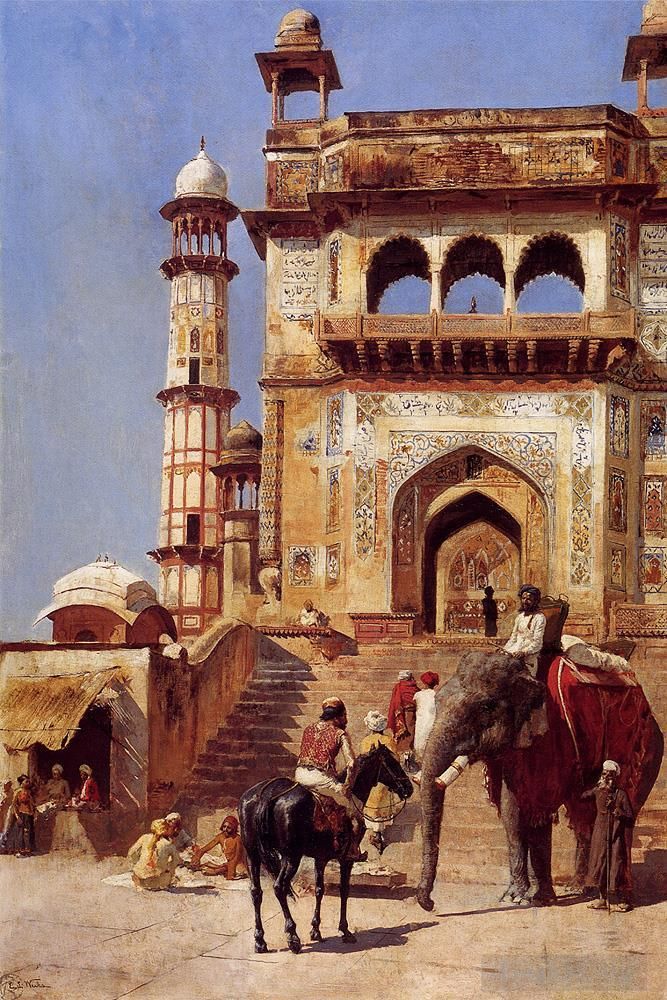 Edwin Lord Weeks Oil Painting - Before A Mosque