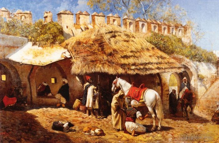 Edwin Lord Weeks Oil Painting - Blacksmith Shop at Tangiers