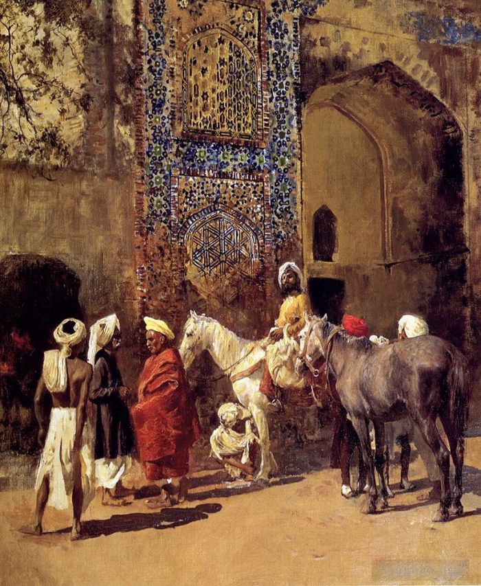 Edwin Lord Weeks Oil Painting - Blue Tiled Mosque At Delhi India Edwin Lord Weeks
