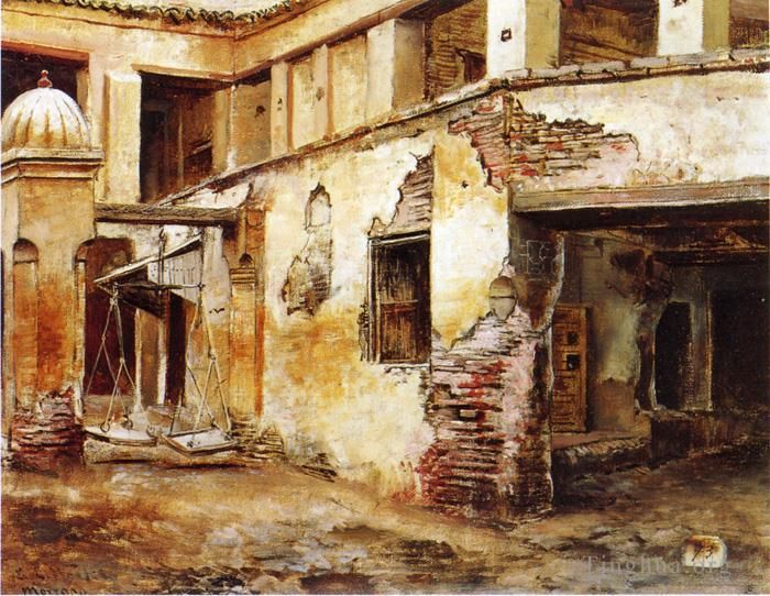 Edwin Lord Weeks Oil Painting - Courtyard in Morocco