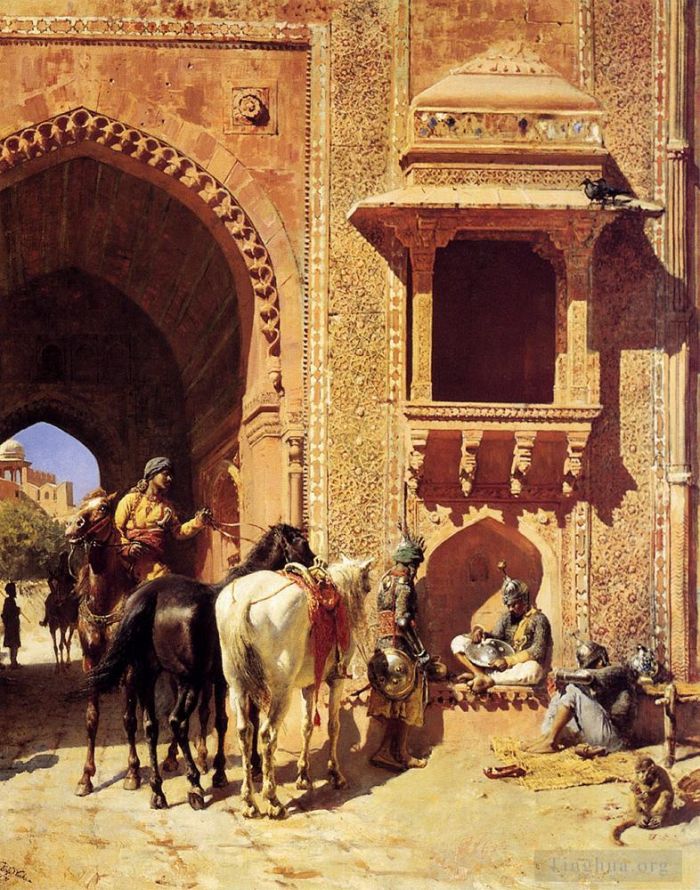 Edwin Lord Weeks Oil Painting - Gate Of The Fortress At Agra India