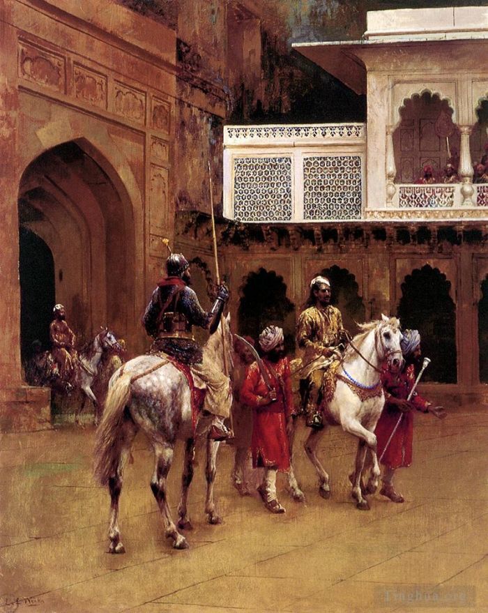 Edwin Lord Weeks Oil Painting - Indian Prince Palace Of Agra