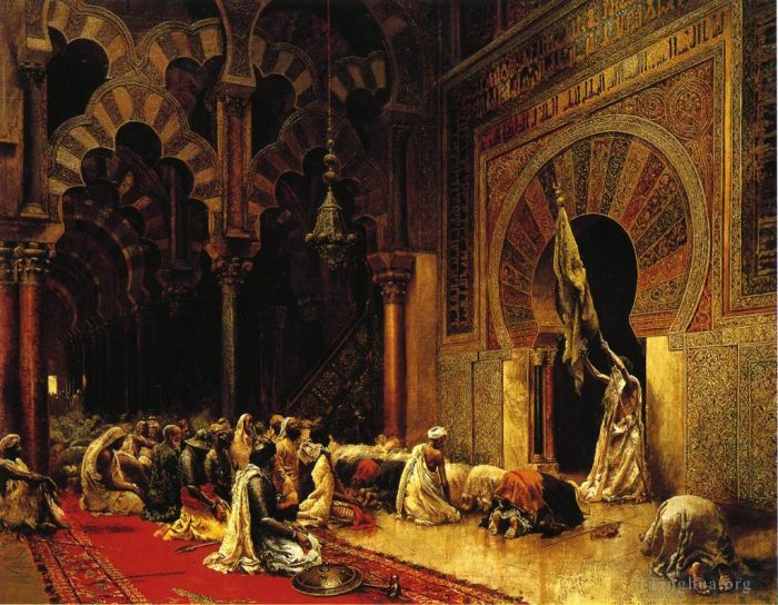 Edwin Lord Weeks Oil Painting - Interior of the Mosque at Cordova